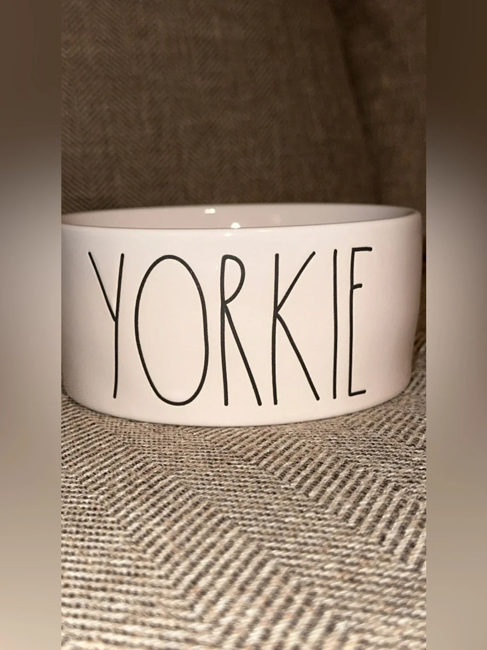 Rae Dunn 6” White Ceramic Round Pet/Dog ‘YORKIE’ Food Water Bowl Dish VHTF